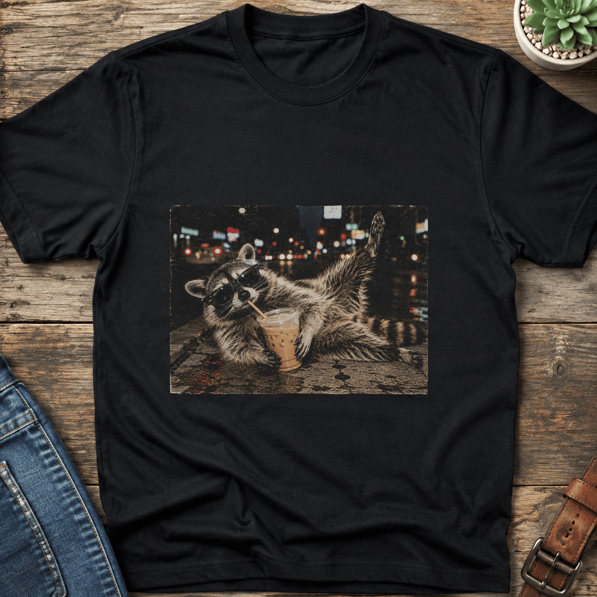 Midnight Coffee Raccoon T-Shirt