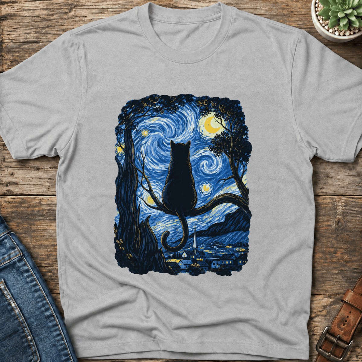 Starry Night Cat T-Shirt