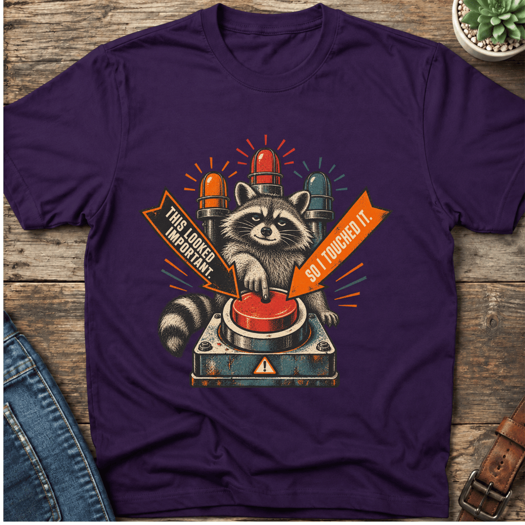 Important Button Raccoon T-Shirt