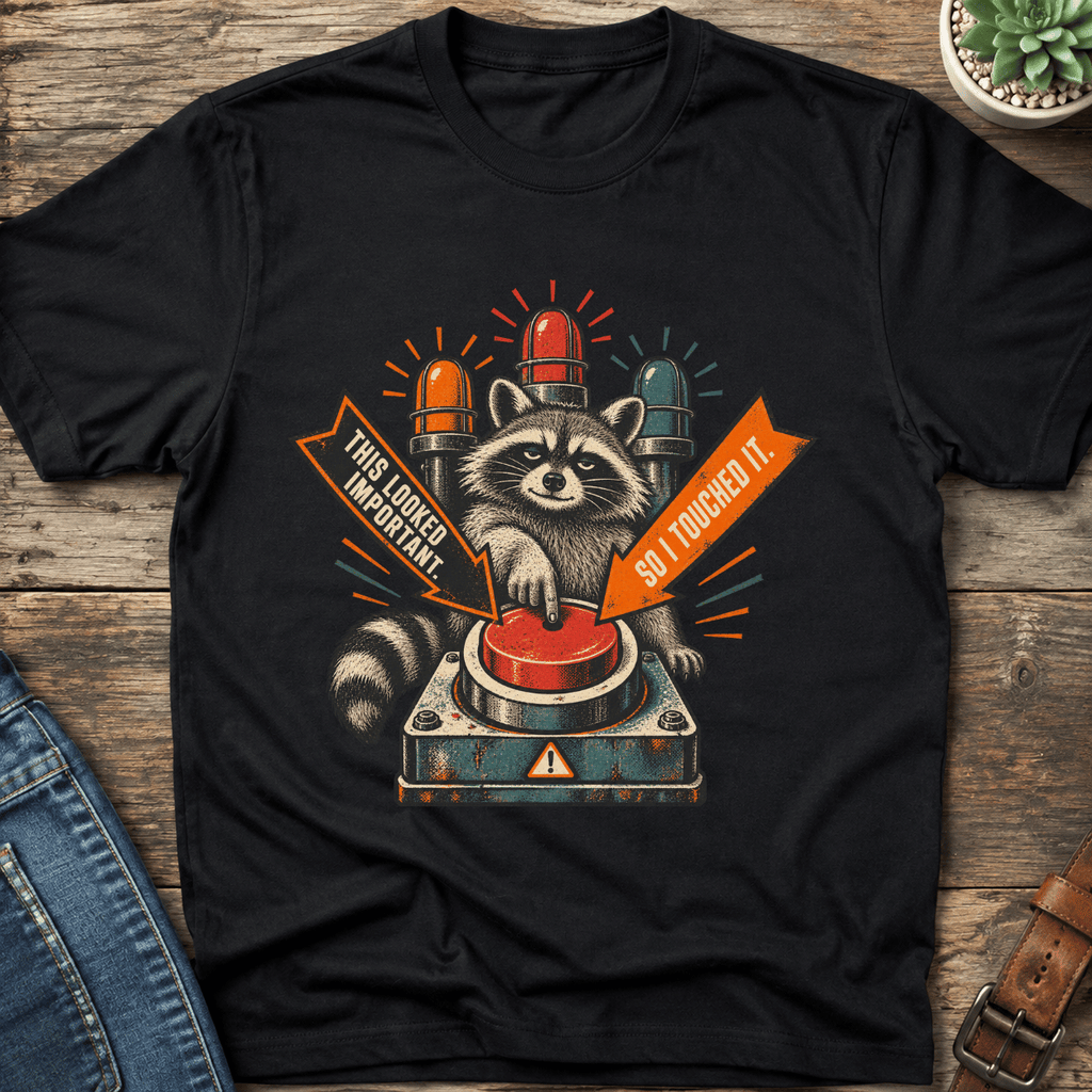 Important Button Raccoon T-Shirt